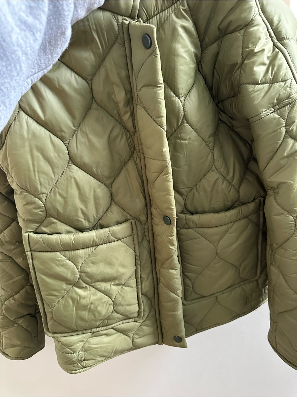 SHEIN Olive Green Quilted Women's Puffer Jacket - Picture 2 of 7